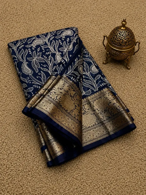 Dhaaga_Roop_Organza_Silk_Embroidery_Saree_Dark_Blue