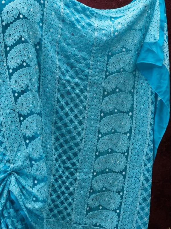 Taanvika_Georgette_Chikankari_Saree_Cyan_Blue