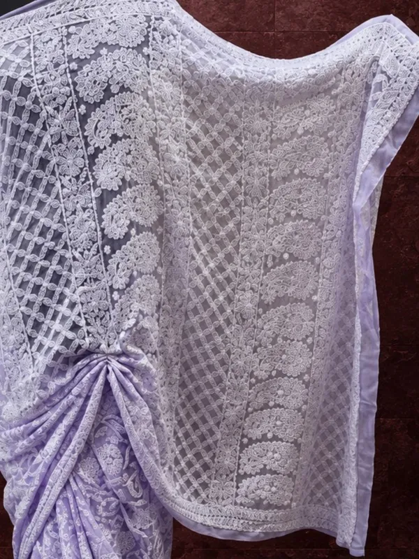 Taanvika_Georgette_Chikankari_Saree_Light_Purple