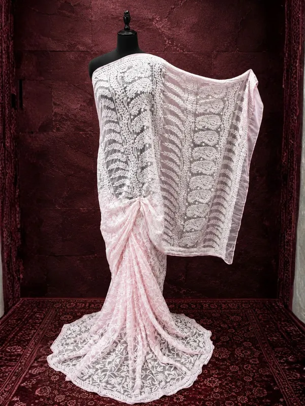 Taanvika_Georgette_Chikankari_Saree_Light_Pink