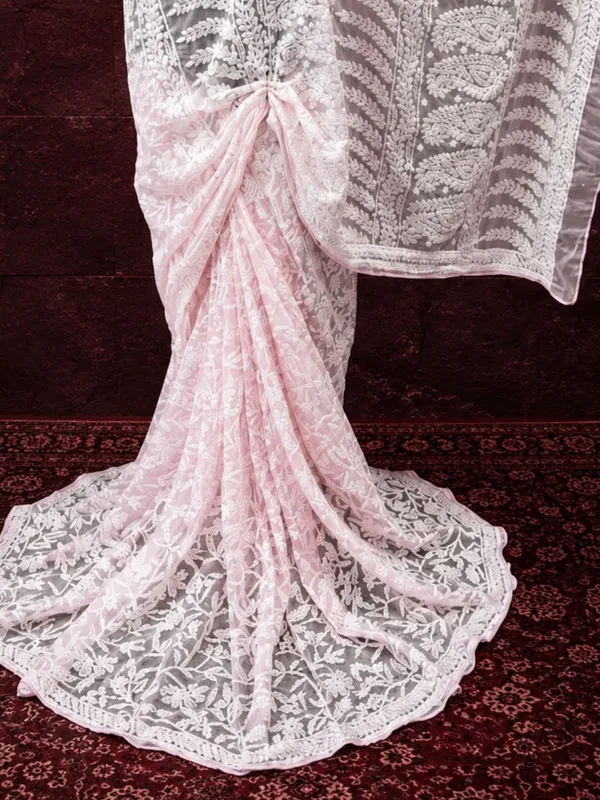 Taanvika_Georgette_Chikankari_Saree_Light_Pink