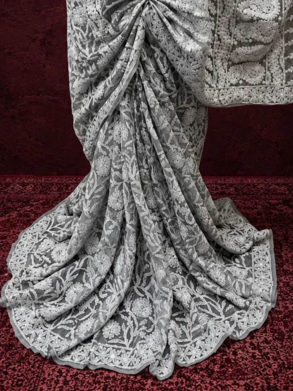 Taanvika_Georgette_Chikankari_Saree_Gray