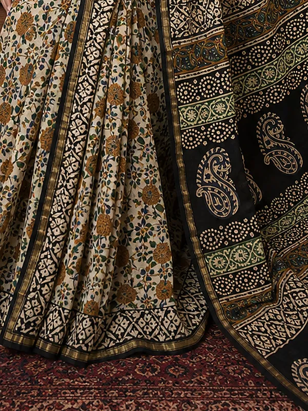 Kalamkari_Vaibhav_Chanderi_Silk_Saree_Dune_Beige