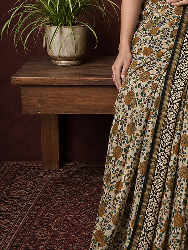 Kalamkari_Vaibhav_Chanderi_Silk_Saree_Dune_Beige