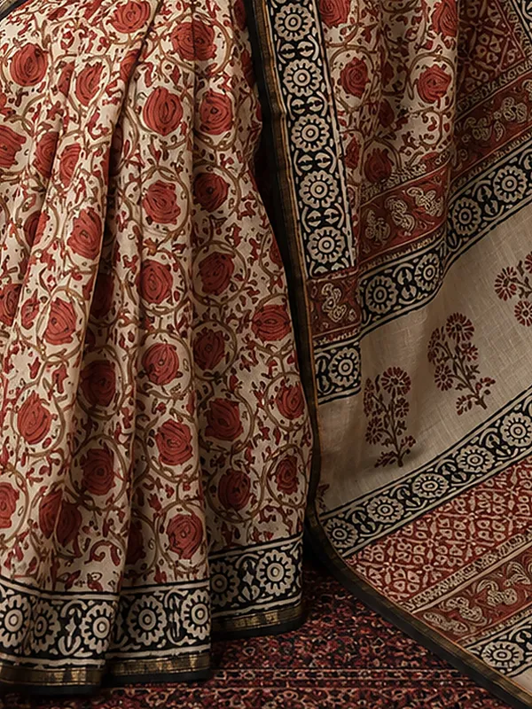 Kalamkari_Vaibhav_Chanderi_Silk_Saree_Taupe_Beige