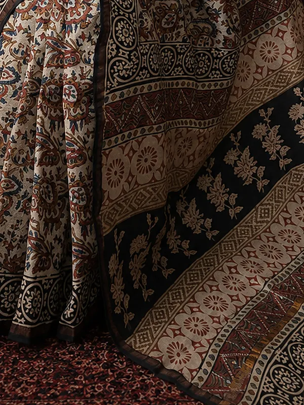 Kalamkari_Vaibhav_Chanderi_Silk_Saree_Camel_Beige