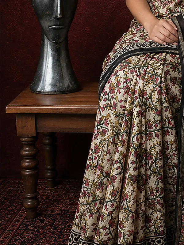 Kalamkari_Vaibhav_Chanderi_Silk_Saree_Bone_Beige