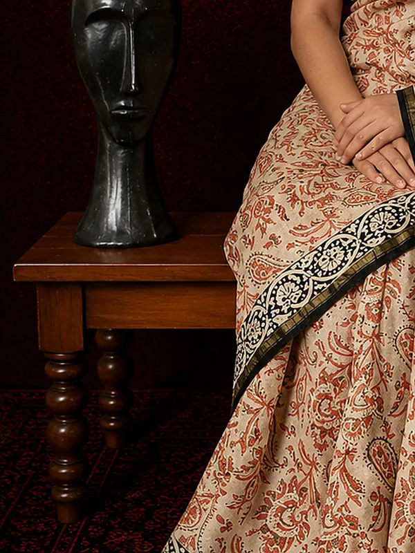 Kalamkari_Vaibhav_Chanderi_Silk_Saree_Buff_Beige
