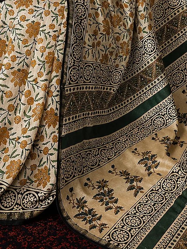 Kalamkari_Vaibhav_Chanderi_Silk_Saree_Flax_Beige