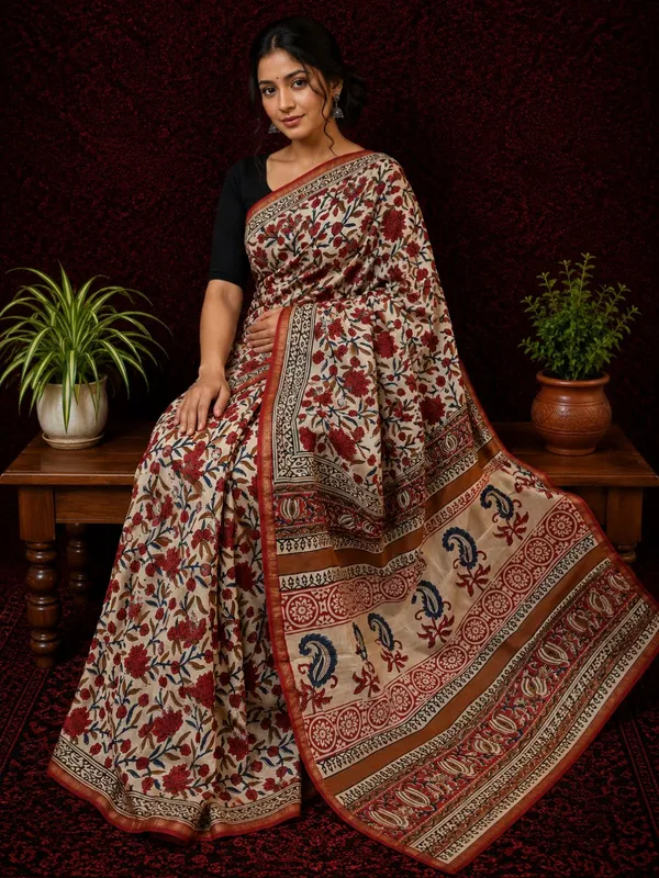 Kalamkari_Vaibhav_Chanderi_Silk_Saree_Ash_Beige
