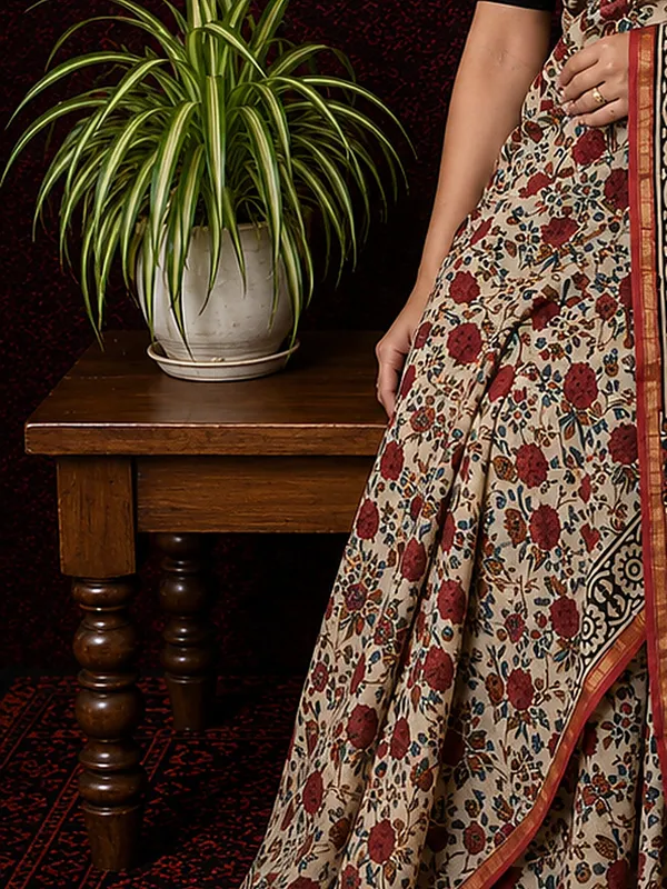 Kalamkari_Vaibhav_Chanderi_Silk_Saree_Nude_Beige