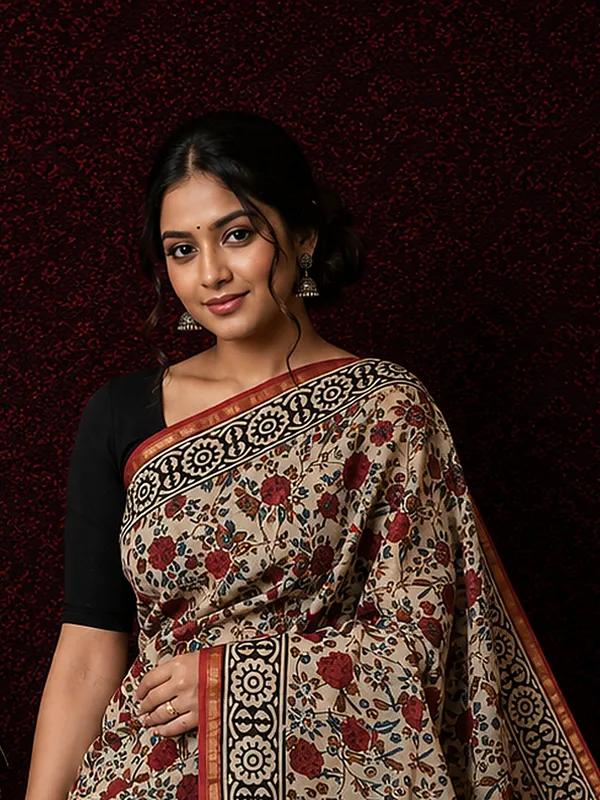 Kalamkari_Vaibhav_Chanderi_Silk_Saree_Nude_Beige