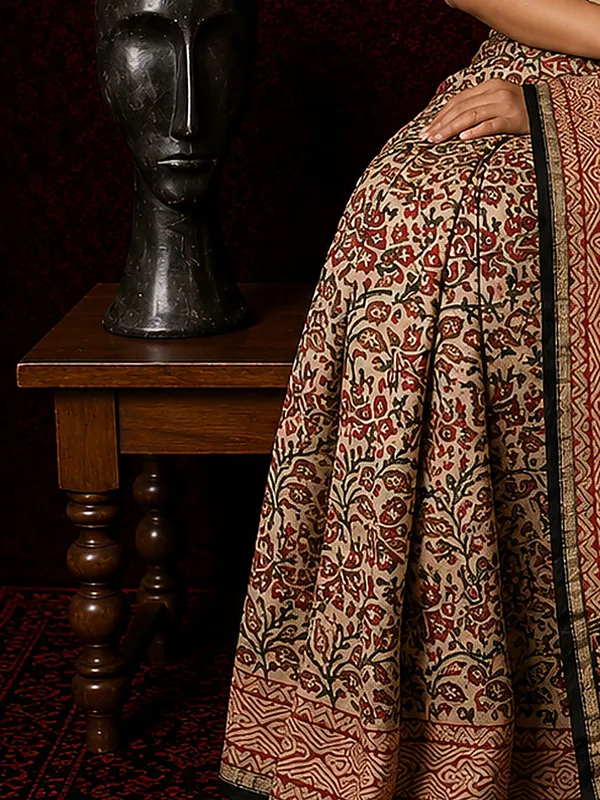 Kalamkari_Vaibhav_Chanderi_Silk_Saree_Mild_Beige