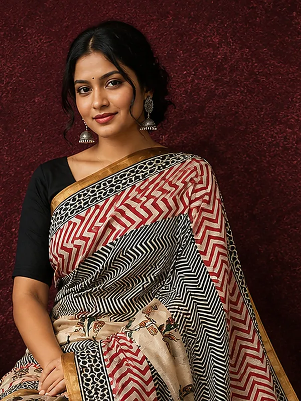 Kalamkari_Vaibhav_Chanderi_Silk_Saree_Calm_Beige