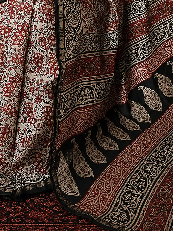 Kalamkari_Vaibhav_Chanderi_Silk_Saree_Clay_Beige