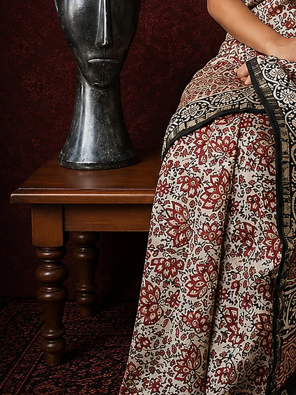 Kalamkari_Vaibhav_Chanderi_Silk_Saree_Clay_Beige