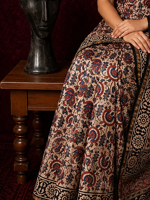 Kalamkari_Vaibhav_Chanderi_Silk_Saree_Reed_Beige