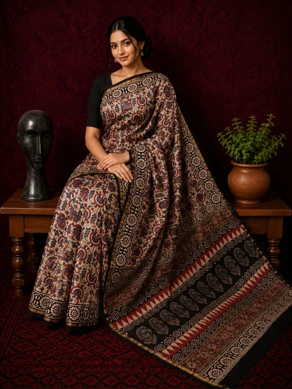 Kalamkari_Vaibhav_Chanderi_Silk_Saree_Reed_Beige