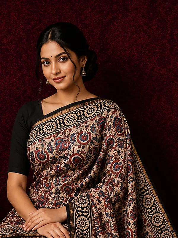 Kalamkari_Vaibhav_Chanderi_Silk_Saree_Reed_Beige