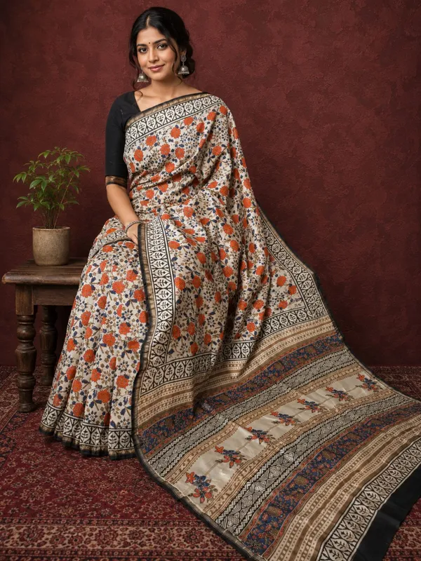 Kalamkari_Vaibhav_Chanderi_Silk_Saree_Malt_Beige