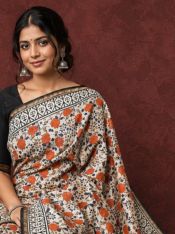 Kalamkari_Vaibhav_Chanderi_Silk_Saree_Malt_Beige