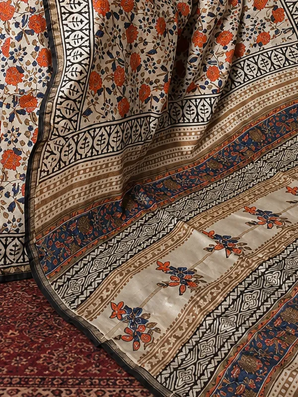 Kalamkari_Vaibhav_Chanderi_Silk_Saree_Malt_Beige