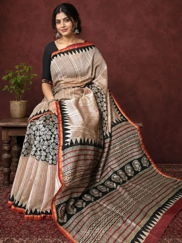 Kalamkari_Vaibhav_Chanderi_Silk_Saree_Bran_Beige