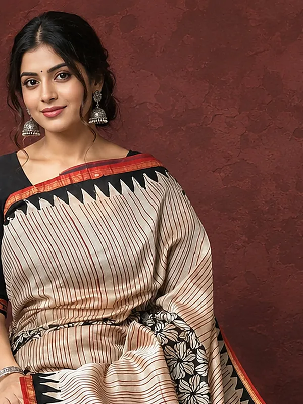 Kalamkari_Vaibhav_Chanderi_Silk_Saree_Bran_Beige
