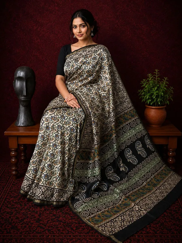 Kalamkari_Vaibhav_Chanderi_Silk_Saree_Soft_Beige