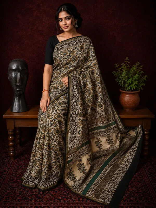 Kalamkari_Vaibhav_Chanderi_Silk_Saree_Warm_Beige