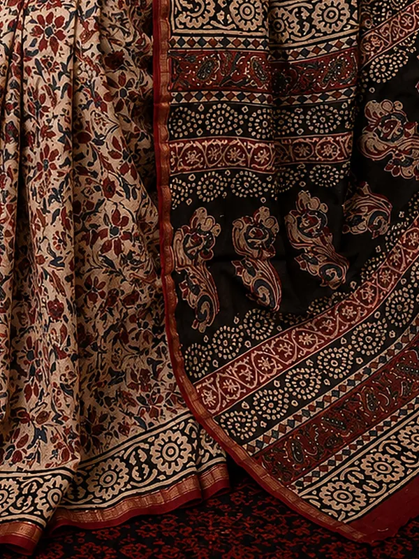 Kalamkari_Vaibhav_Chanderi_Silk_Saree_Raw_Beige