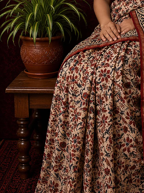 Kalamkari_Vaibhav_Chanderi_Silk_Saree_Raw_Beige