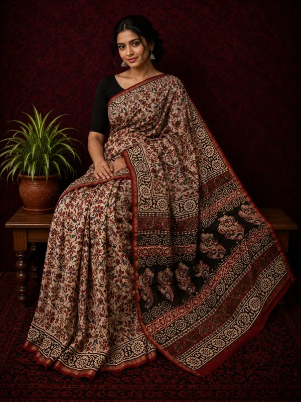 Kalamkari_Vaibhav_Chanderi_Silk_Saree_Raw_Beige
