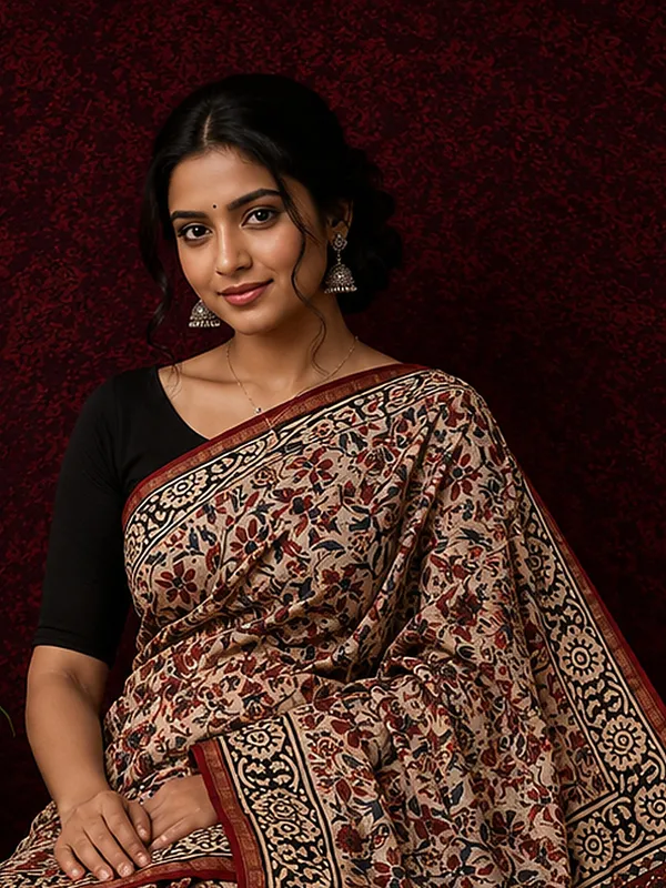 Kalamkari_Vaibhav_Chanderi_Silk_Saree_Raw_Beige