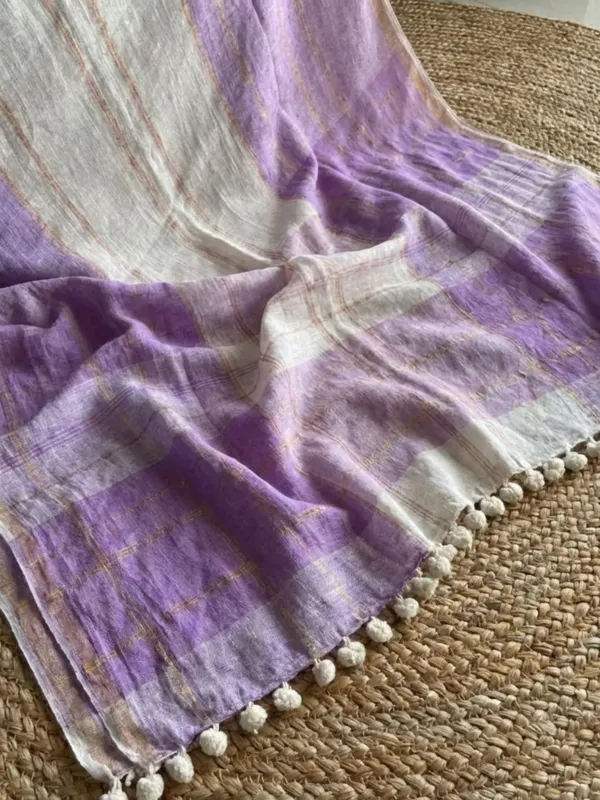Neelima_Jayashree_Linen_Jamdani_Saree_Lavendar_&_White