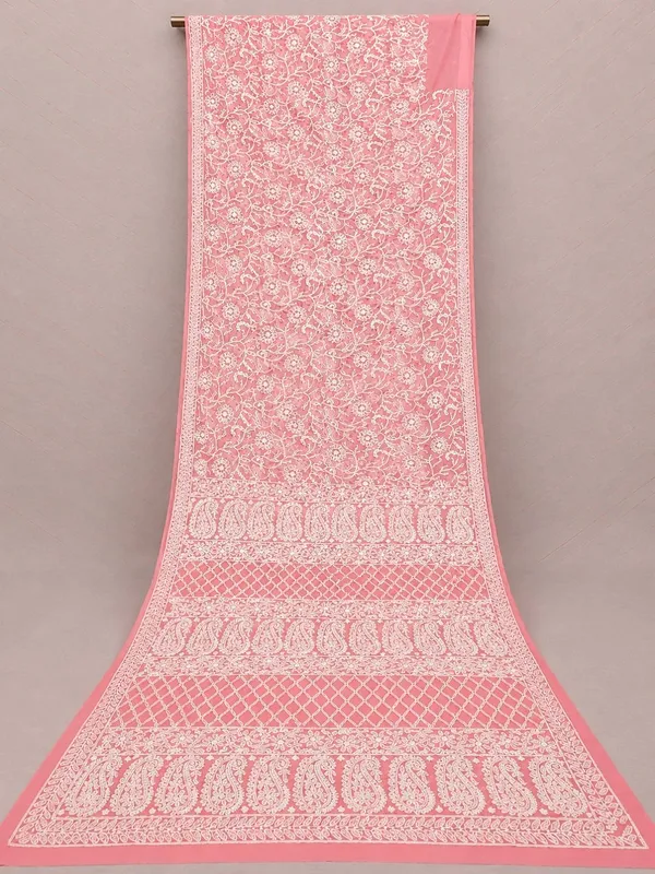 Ruhaani_Georgette_Chikankari_Saree_Peach