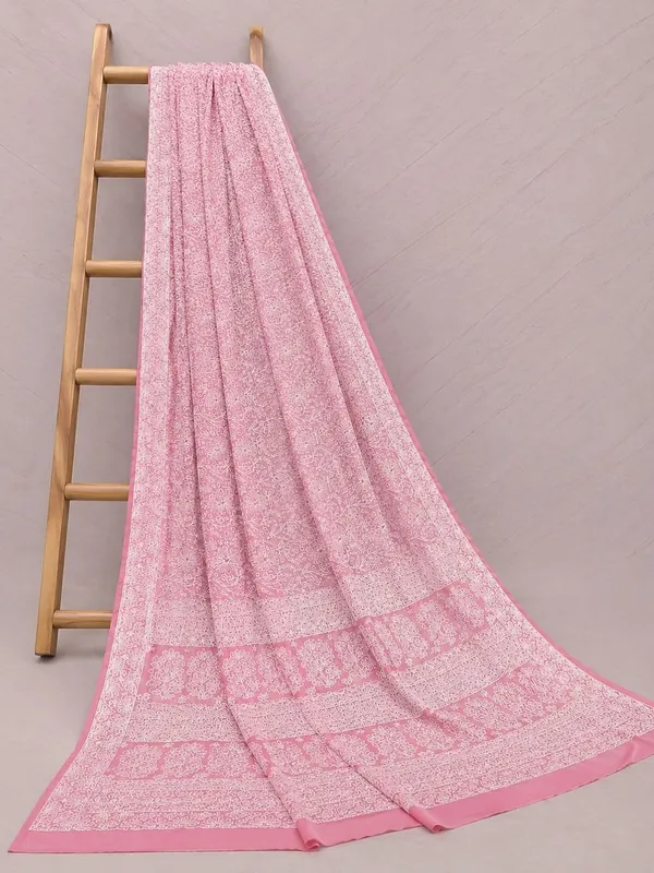 Ruhaani_Georgette_Chikankari_Saree_Light_Pink