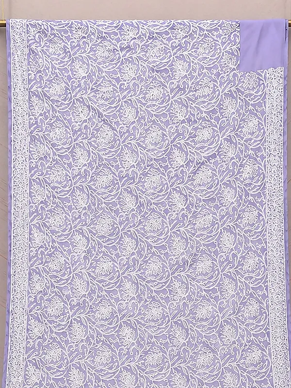 Ruhaani_Georgette_Chikankari_Saree_Lavender