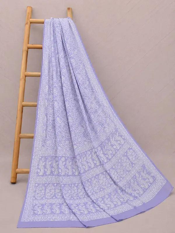 Ruhaani_Georgette_Chikankari_Saree_Lavender