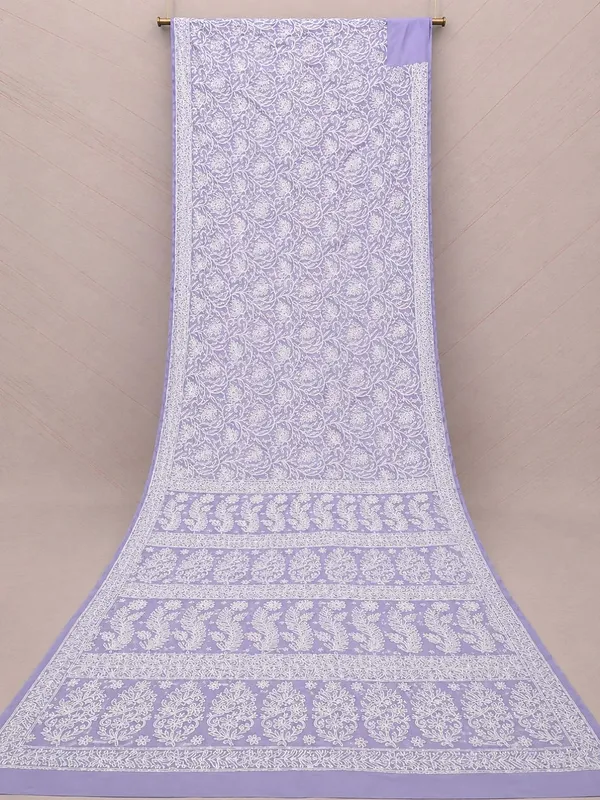 Ruhaani_Georgette_Chikankari_Saree_Lavender