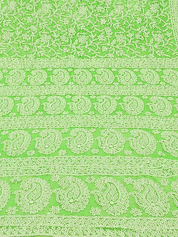 Ruhaani_Georgette_Chikankari_Saree_Lime_Green