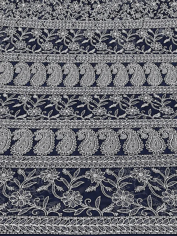 Ruhaani_Georgette_Chikankari_Saree_Navy_Blue