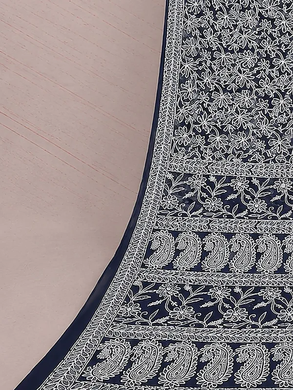 Ruhaani_Georgette_Chikankari_Saree_Navy_Blue
