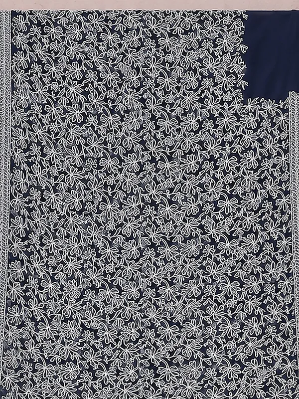 Ruhaani_Georgette_Chikankari_Saree_Navy_Blue