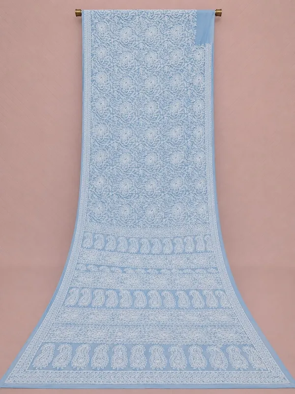 Ruhaani_Georgette_Chikankari_Saree_Light_Blue