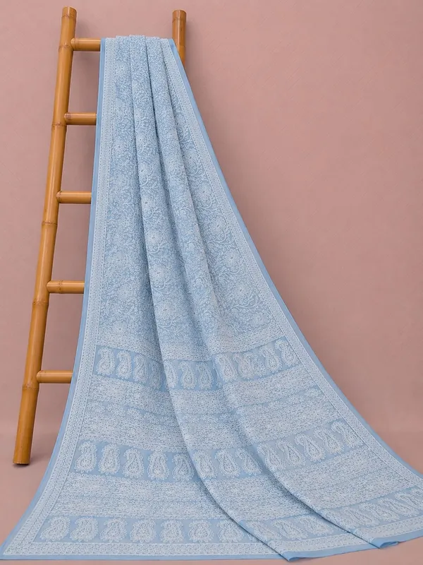 Ruhaani_Georgette_Chikankari_Saree_Light_Blue