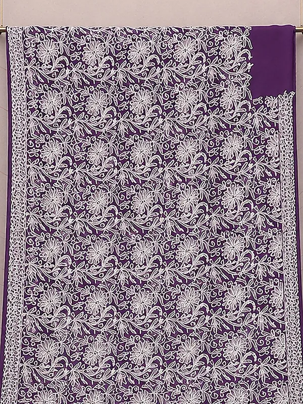 Ruhaani_Georgette_Chikankari_Saree_Dark_Purple