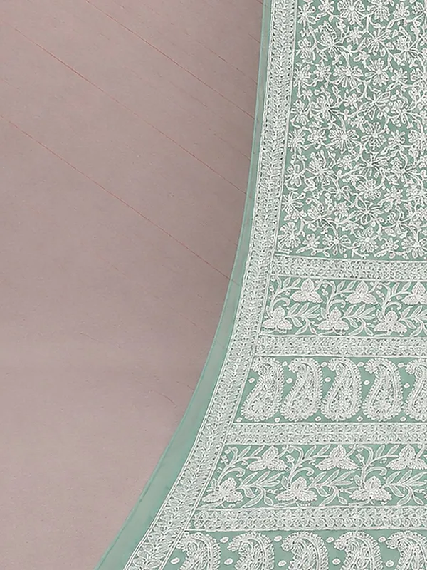 Ruhaani_Georgette_Chikankari_Saree_Sage_Green