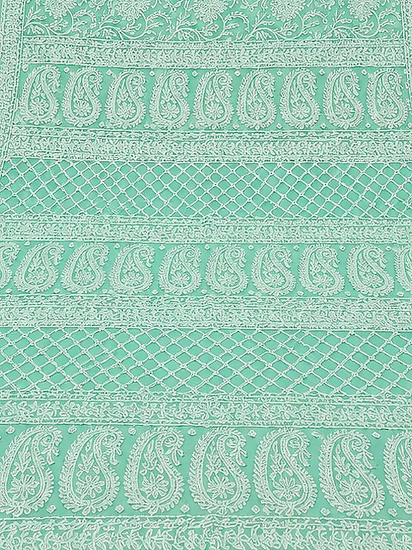 Ruhaani_Georgette_Chikankari_Saree_Aqua_Green