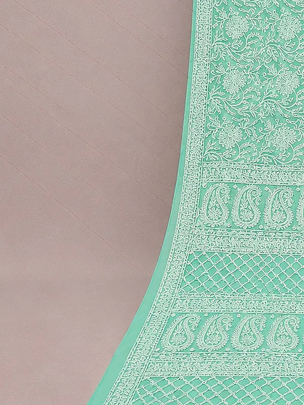 Ruhaani_Georgette_Chikankari_Saree_Aqua_Green
